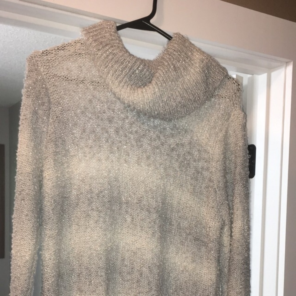Cowl neck long sweater